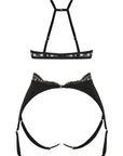Kiana High Neck Plunge Bra and Open Suspender Knicker Set