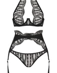 Kiana High Neck Plunge Bra and Open Suspender Knicker Set