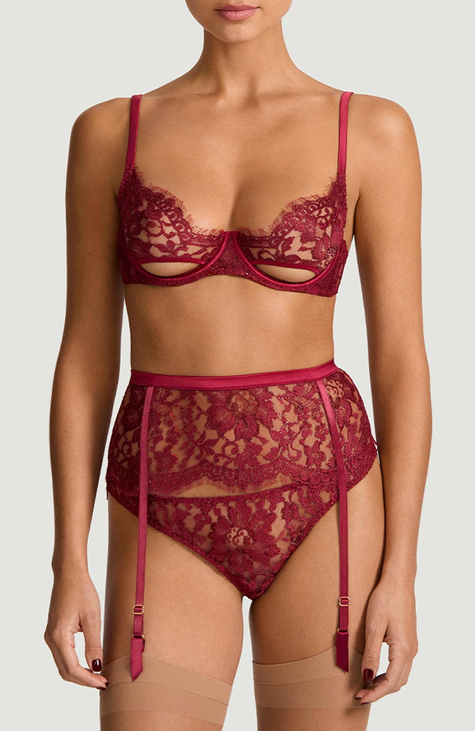 %shop_name_% Coco De Mer_Naraya Balcony Bra, Suspender Belt and Brazilian Knicker Set _ Lingerie Sets_