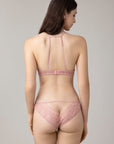 Rose High Neck Plunge Bra and Brazilian Knicker Set