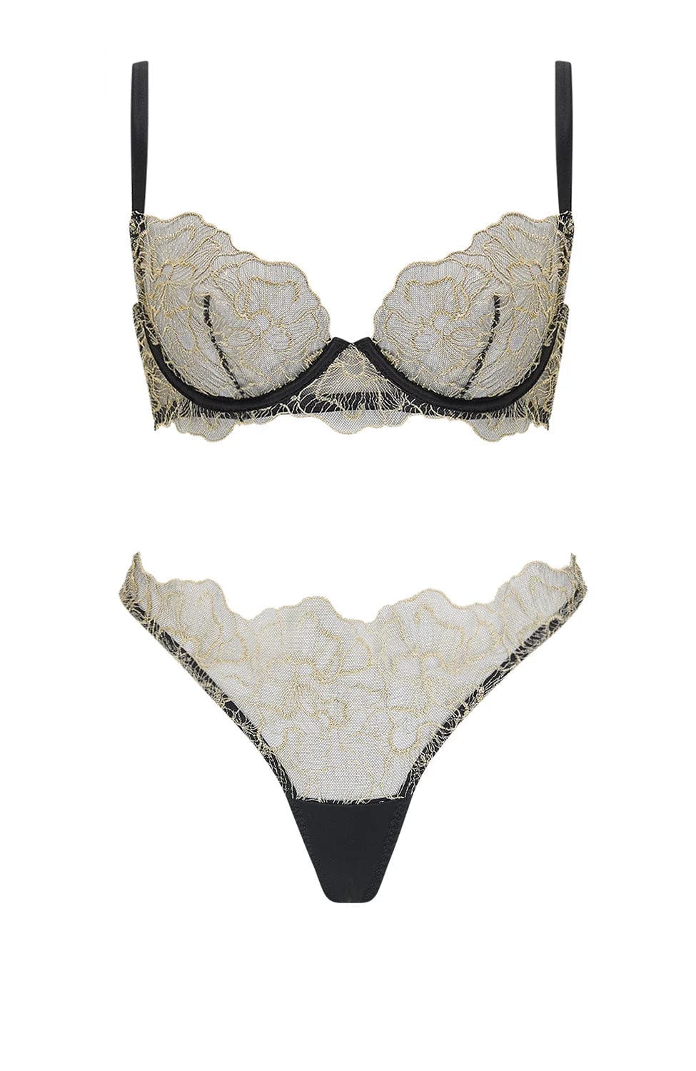 %shop_name_% Coco de Mer_Damona Plunge Bra and Thong Set _ Lingerie Sets_