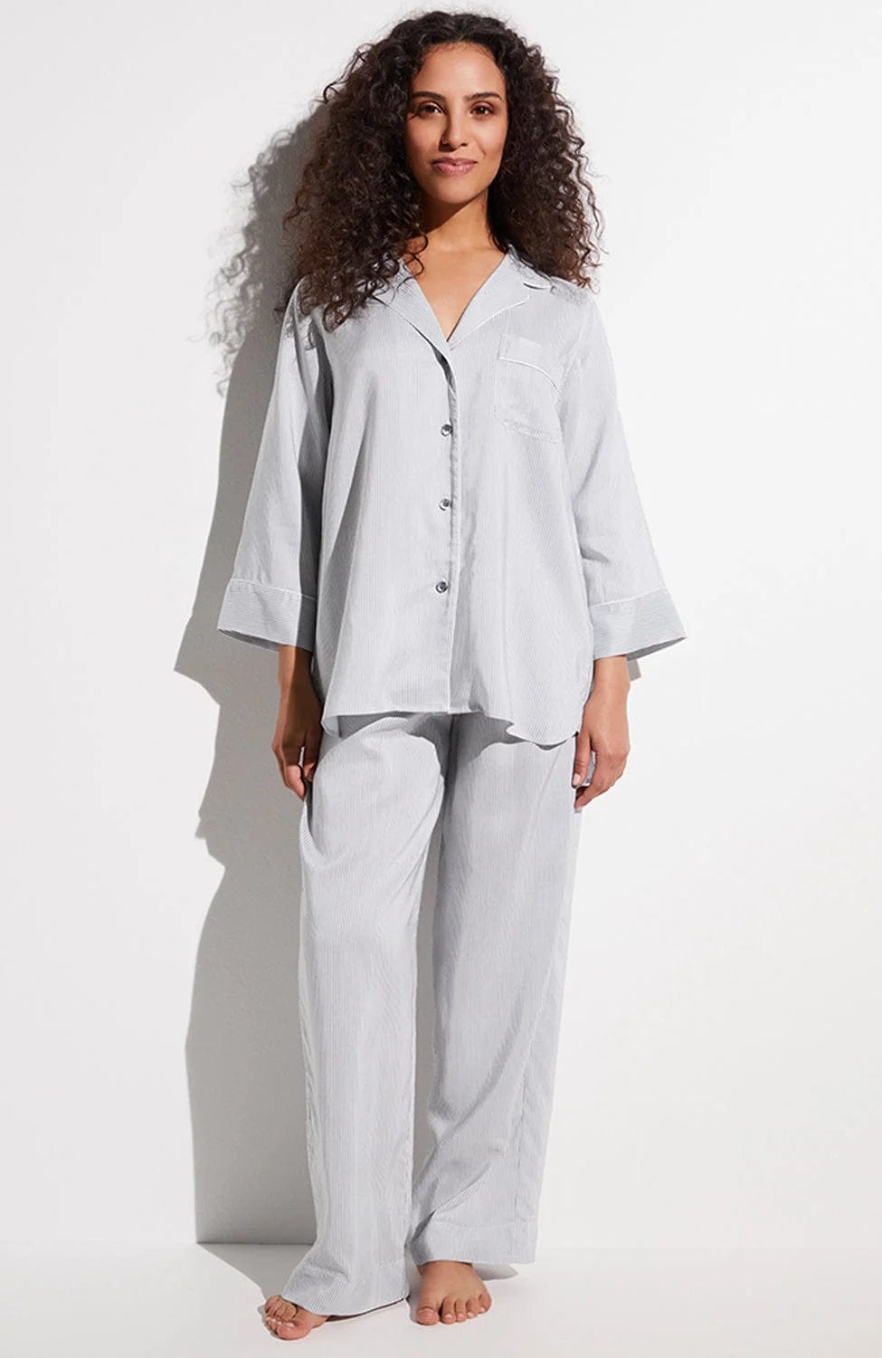 %shop_name_% Zimmerli_Feminine Stripes Pajama Cropped Set _ Loungewear_