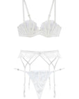 Frankie Lace Boned Bra, Strappy Garter and Thong Set