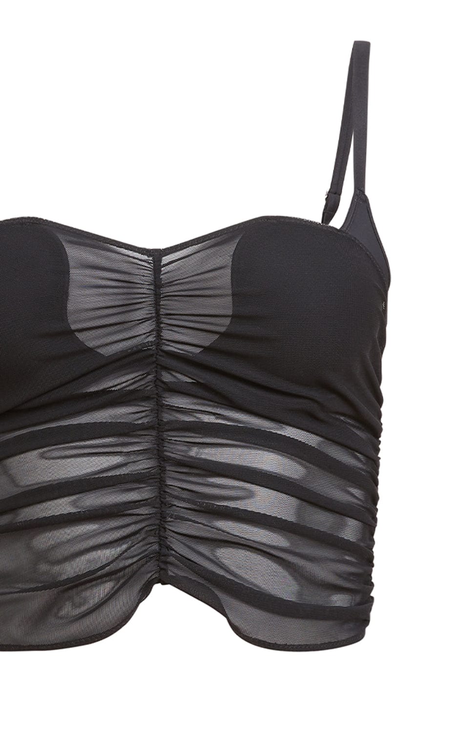 Ruched Mesh Built-In Bra Cami