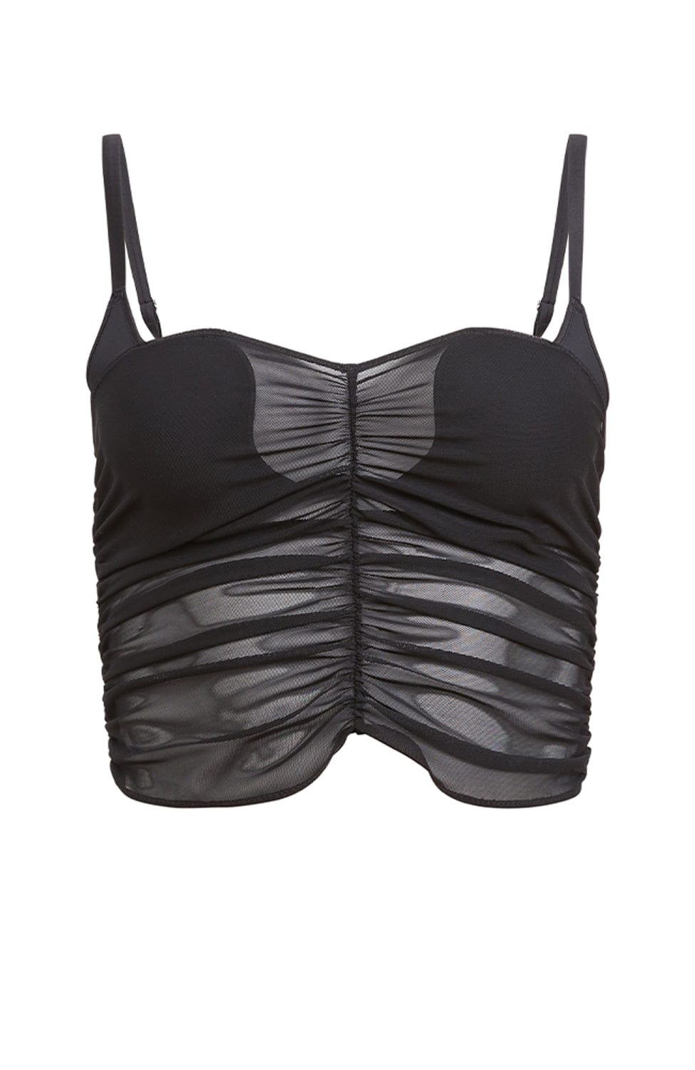 Ruched Mesh Built-In Bra Cami