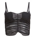 Ruched Mesh Built-In Bra Cami
