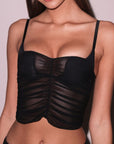 Ruched Mesh Built-In Bra Cami