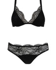 Signature Black Lace Padded Plunge Bra and Brief Set