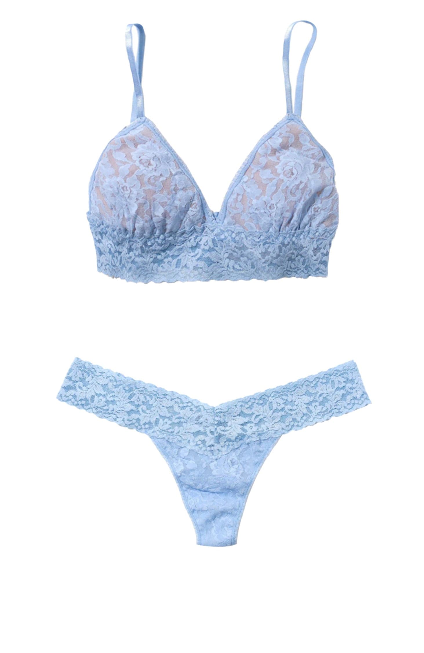 Signature Lace Padded Triangle Bralette and Low Rise Thong Set