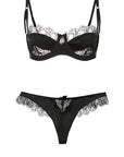 Lace Inset Balconette Bra & Thong Set