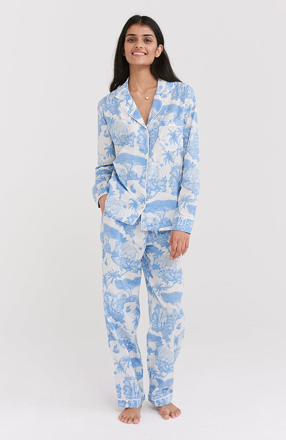 %shop_name_% Desmond & Dempsey_Loxodonta Organic Cotton Long Pajama Set _ Loungewear_