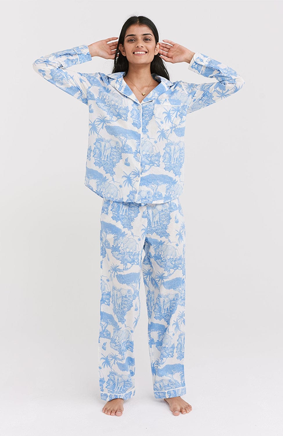%shop_name_% Desmond & Dempsey_Loxodonta Organic Cotton Long Pajama Set _ Loungewear_