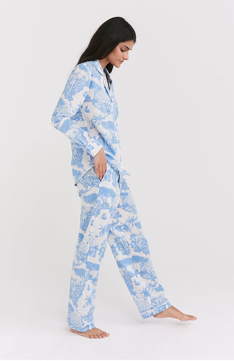 %shop_name_% Desmond & Dempsey_Loxodonta Organic Cotton Long Pajama Set _ Loungewear_