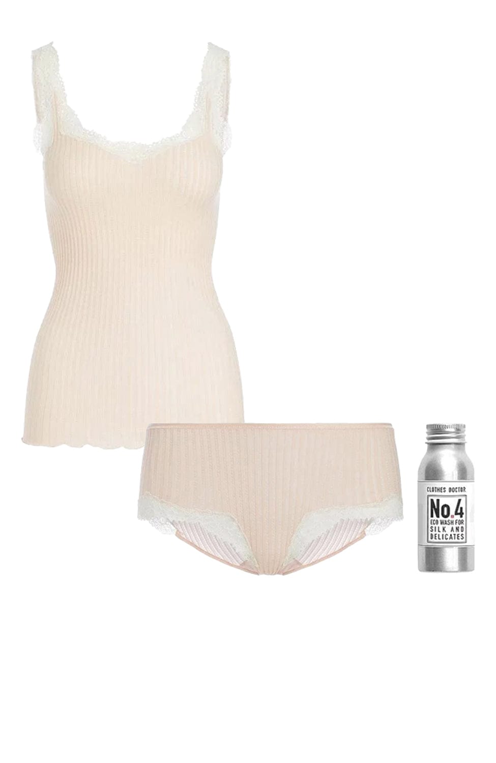 Maude Prive Cotton Lace Tank, Hipster and Silk Wash Gift Set