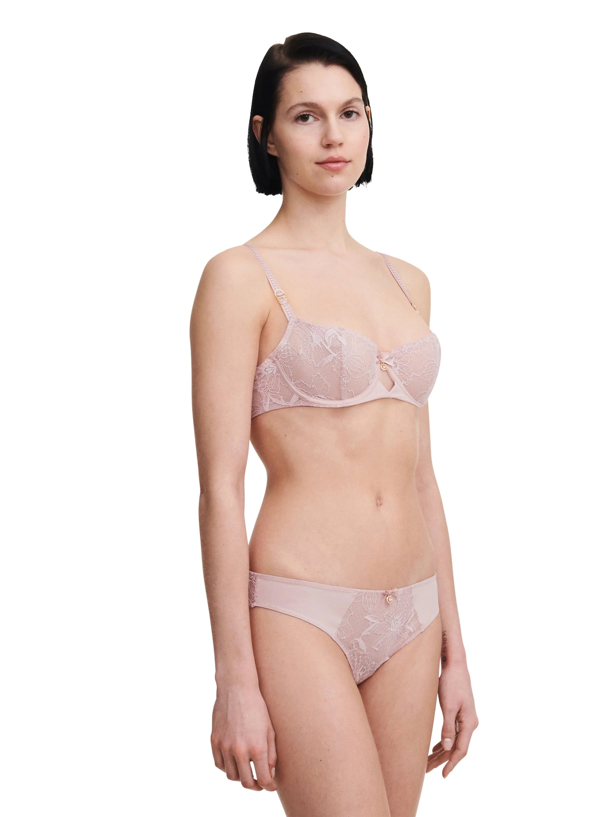 %shop_name_% SHEER_Orchids Half-Cup Balcony Bra and Tanga Set _ _