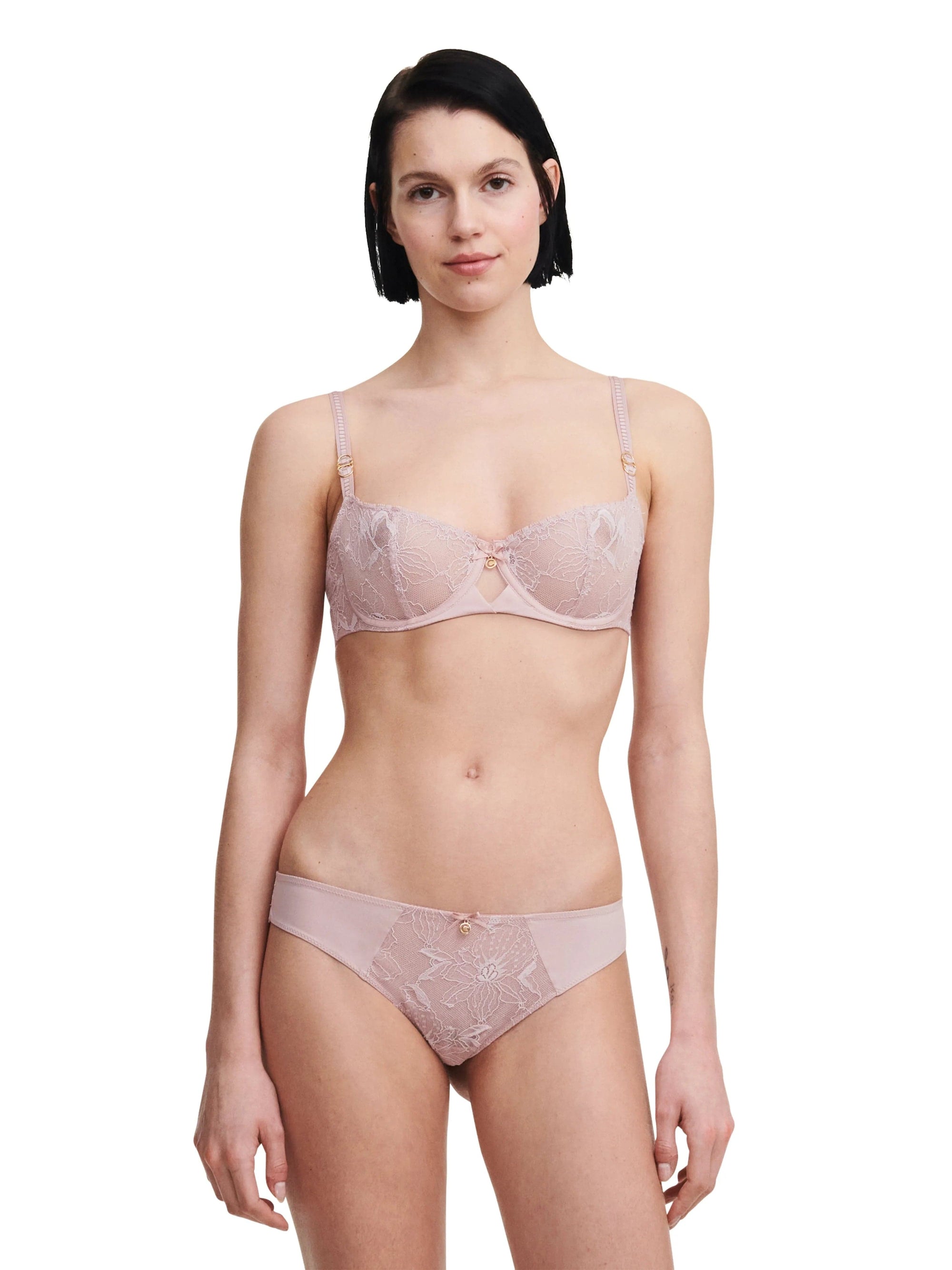 %shop_name_% SHEER_Orchids Half-Cup Balcony Bra and Tanga Set _ _