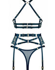 Amela Plunge Bra, Suspender and Thong Set