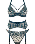 Amela Plunge Bra, Suspender and Thong Set