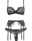 Sophia Lace Balconette Bra, Garter and Thong Set