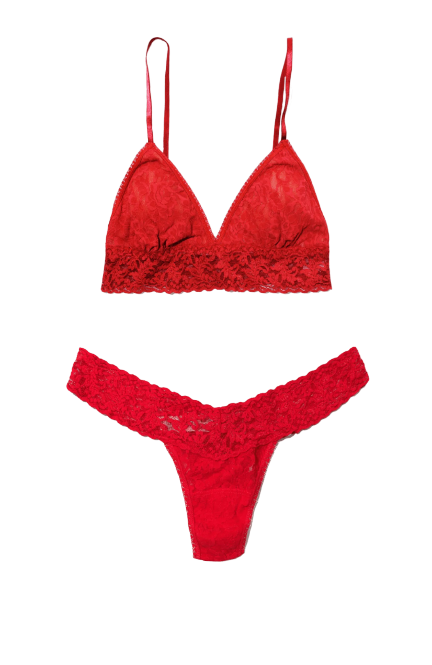 Signature Lace Padded Triangle Bralette and Thong Set