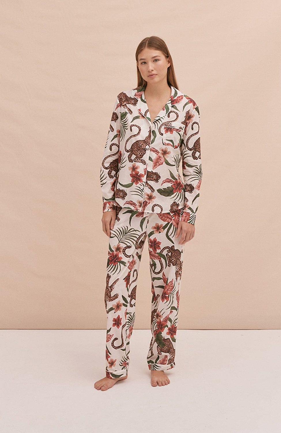 %shop_name_% Desmond & Dempsey_Soleia Organic Cotton Long Pajama Set _ Loungewear_