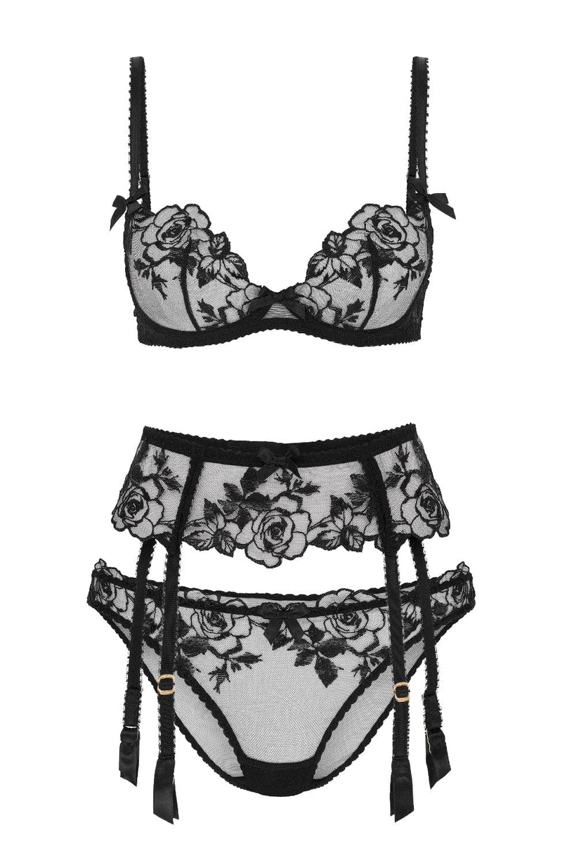 Callypso Bra, Suspender and Brief Set-Lingerie Sets-Agent Provocateur-SHEER, SHEER, Luxury lingerie brand, Luxury lingerie Hong Kong, Designer lingerie HK, Designer lingerie online, International luxury lingerie, Luxury lingerie gift ideas, buy lingerie online, Designer lingerie global delivery, Luxury lingerie shipping to Australia, Luxury lingerie shipping to Singapore
