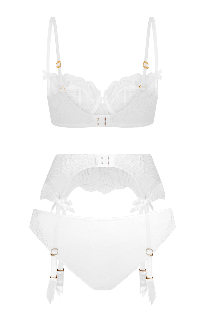 Nelle Bra, Suspender and Brief Set-Lingerie Sets-Agent Provocateur-SHEER, SHEER, Luxury lingerie brand, Luxury lingerie Hong Kong, Designer lingerie HK, Designer lingerie online, International luxury lingerie, Luxury lingerie gift ideas, buy lingerie online, Designer lingerie global delivery, Luxury lingerie shipping to Australia, Luxury lingerie shipping to Singapore