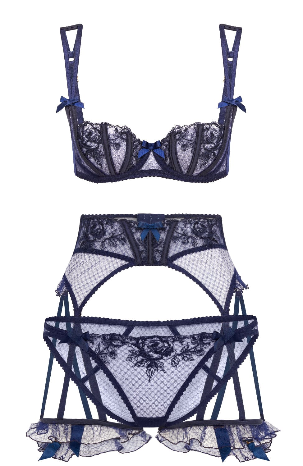 Sheer Lingerie Agent Provocateur Lingerie Sets Rosia Bra, Suspender and Brief Set