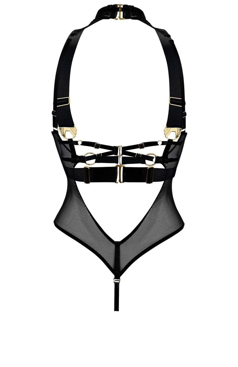 Melusina Ouvert Wire Bra and High Neck Body Set-Lingerie Sets-Bordelle-SHEER, SHEER, Luxury lingerie brand, Luxury lingerie Hong Kong, Designer lingerie HK, Designer lingerie online, International luxury lingerie, Luxury lingerie gift ideas, buy lingerie online, Designer lingerie global delivery, Luxury lingerie shipping to Australia, Luxury lingerie shipping to Singapore