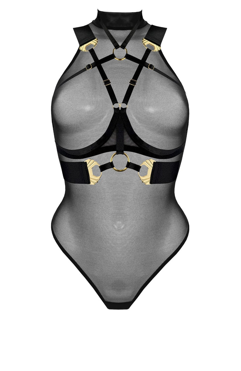 Melusina Ouvert Wire Bra and High Neck Body Set-Lingerie Sets-Bordelle-SHEER, SHEER, Luxury lingerie brand, Luxury lingerie Hong Kong, Designer lingerie HK, Designer lingerie online, International luxury lingerie, Luxury lingerie gift ideas, buy lingerie online, Designer lingerie global delivery, Luxury lingerie shipping to Australia, Luxury lingerie shipping to Singapore