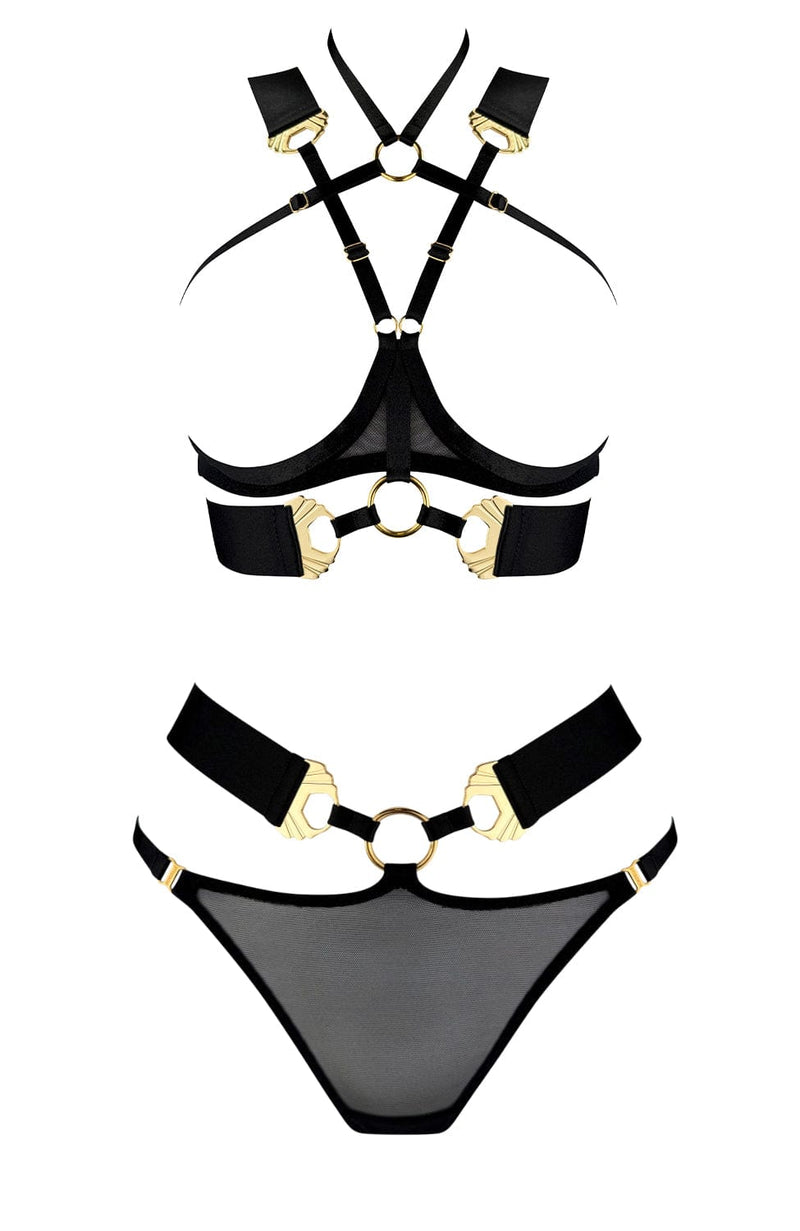 Melusina Ouvert Wire Bra and Open Back Brief Set-Lingerie Sets-Bordelle-SHEER, SHEER, Luxury lingerie brand, Luxury lingerie Hong Kong, Designer lingerie HK, Designer lingerie online, International luxury lingerie, Luxury lingerie gift ideas, buy lingerie online, Designer lingerie global delivery, Luxury lingerie shipping to Australia, Luxury lingerie shipping to Singapore