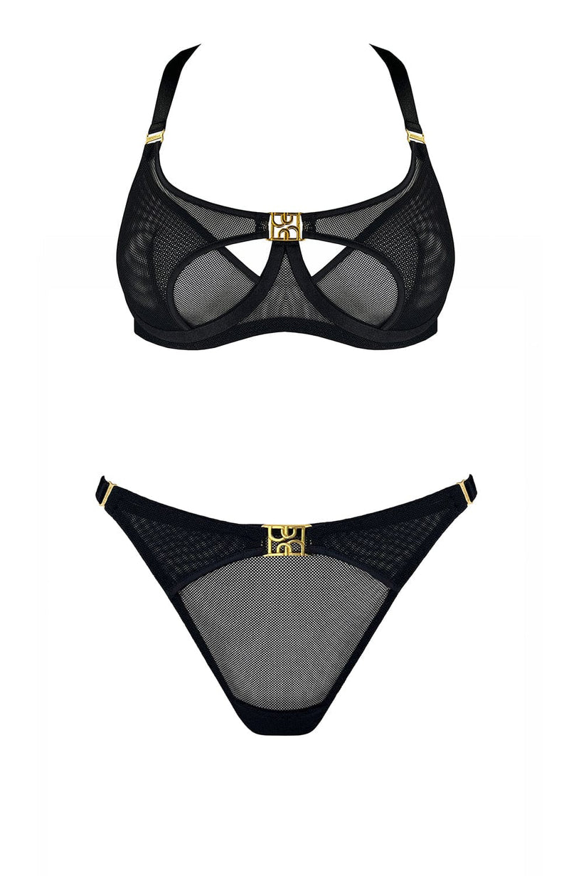 Nara Layered Mesh Wire Bra and Strap Thong Set-Lingerie Sets-Bordelle-SHEER, SHEER, Luxury lingerie brand, Luxury lingerie Hong Kong, Designer lingerie HK, Designer lingerie online, International luxury lingerie, Luxury lingerie gift ideas, buy lingerie online, Designer lingerie global delivery, Luxury lingerie shipping to Australia, Luxury lingerie shipping to Singapore