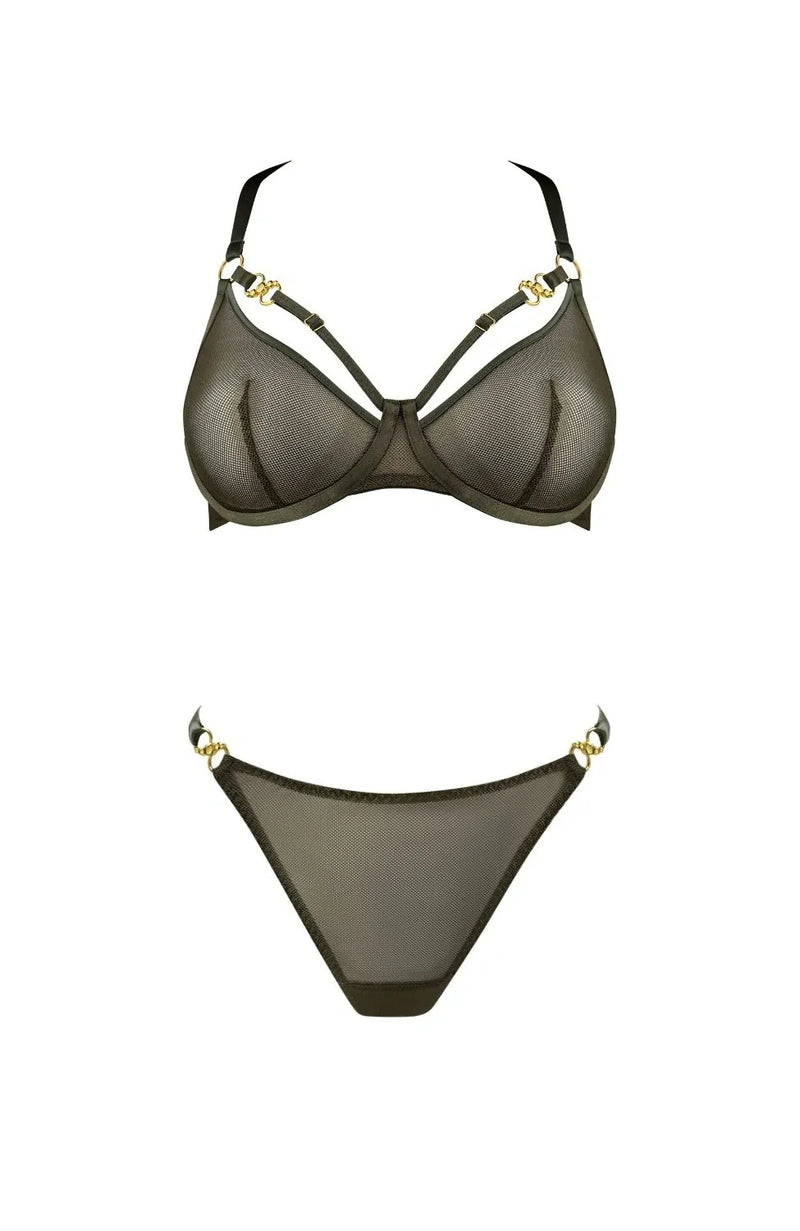 Sheer Lingerie Bordelle Lingerie Sets Neda Balconette Wire Bra and Thong Set