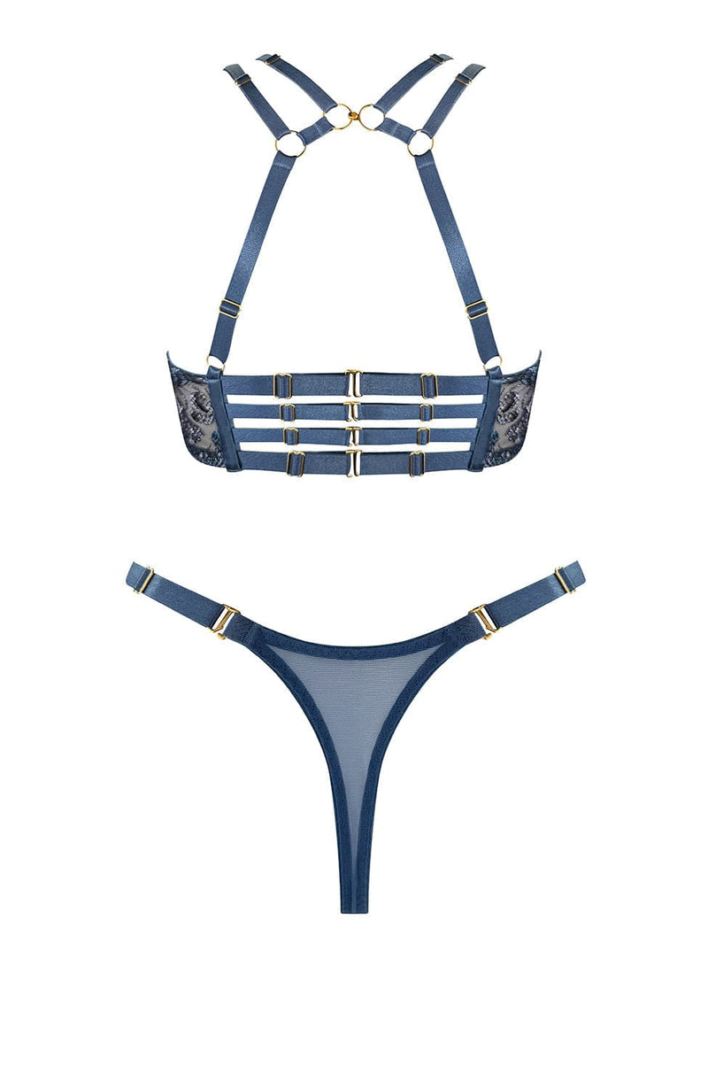 Siren Ouvert Wire Bra and Strap Thong Set-Lingerie Sets-Bordelle-SHEER, SHEER, Luxury lingerie brand, Luxury lingerie Hong Kong, Designer lingerie HK, Designer lingerie online, International luxury lingerie, Luxury lingerie gift ideas, buy lingerie online, Designer lingerie global delivery, Luxury lingerie shipping to Australia, Luxury lingerie shipping to Singapore