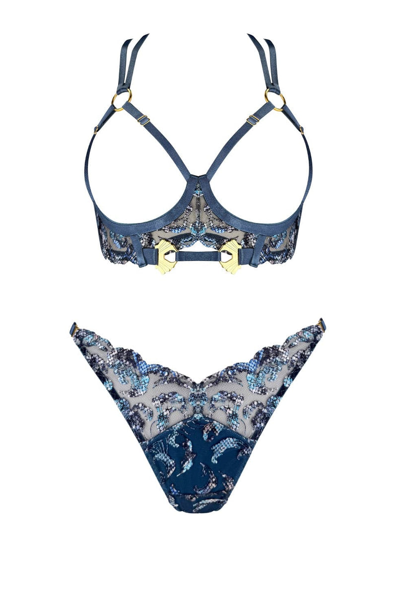 Siren Ouvert Wire Bra and Strap Thong Set-Lingerie Sets-Bordelle-SHEER, SHEER, Luxury lingerie brand, Luxury lingerie Hong Kong, Designer lingerie HK, Designer lingerie online, International luxury lingerie, Luxury lingerie gift ideas, buy lingerie online, Designer lingerie global delivery, Luxury lingerie shipping to Australia, Luxury lingerie shipping to Singapore