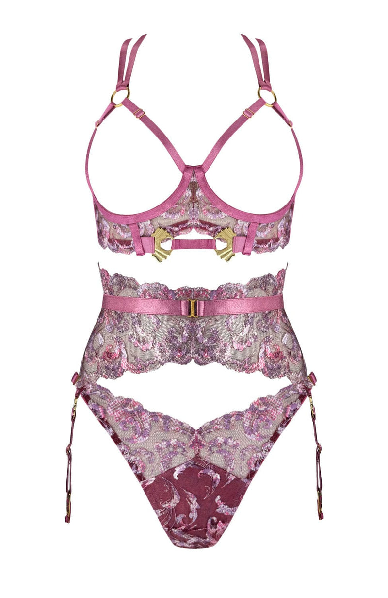 Siren Ouvert Wire Bra, Suspender and Strap Thong Set-Lingerie Sets-Bordelle-SHEER, SHEER, Luxury lingerie brand, Luxury lingerie Hong Kong, Designer lingerie HK, Designer lingerie online, International luxury lingerie, Luxury lingerie gift ideas, buy lingerie online, Designer lingerie global delivery, Luxury lingerie shipping to Australia, Luxury lingerie shipping to Singapore
