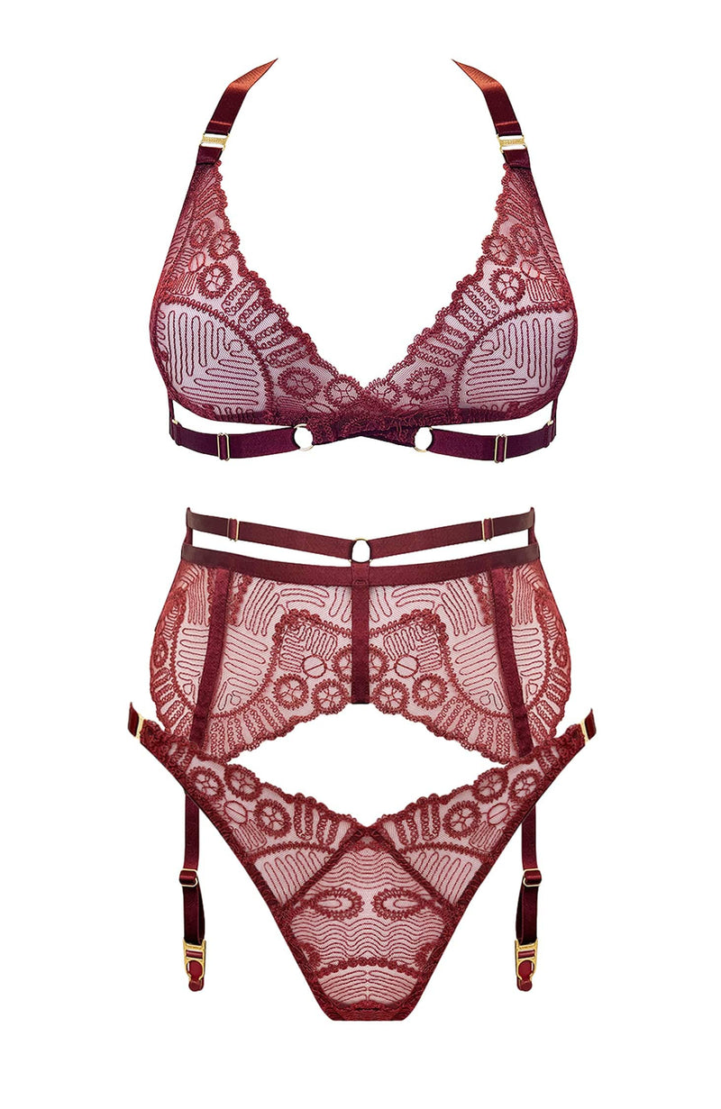 Tierra Soft Wrap Bra, Suspender and Thong Set-Lingerie Sets-Bordelle-SHEER, SHEER, Luxury lingerie brand, Luxury lingerie Hong Kong, Designer lingerie HK, Designer lingerie online, International luxury lingerie, Luxury lingerie gift ideas, buy lingerie online, Designer lingerie global delivery, Luxury lingerie shipping to Australia, Luxury lingerie shipping to Singapore