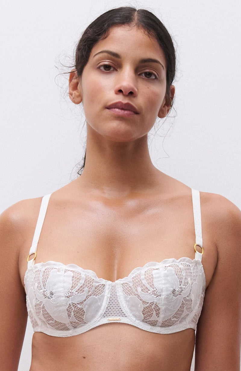 Fleurs Signature Half-cup Underwire Bra and Tanga Set-Lingerie Sets-Chantelle-SHEER, SHEER, Luxury lingerie brand, Luxury lingerie Hong Kong, Designer lingerie HK, Designer lingerie online, International luxury lingerie, Luxury lingerie gift ideas, buy lingerie online, Designer lingerie global delivery, Luxury lingerie shipping to Australia, Luxury lingerie shipping to Singapore