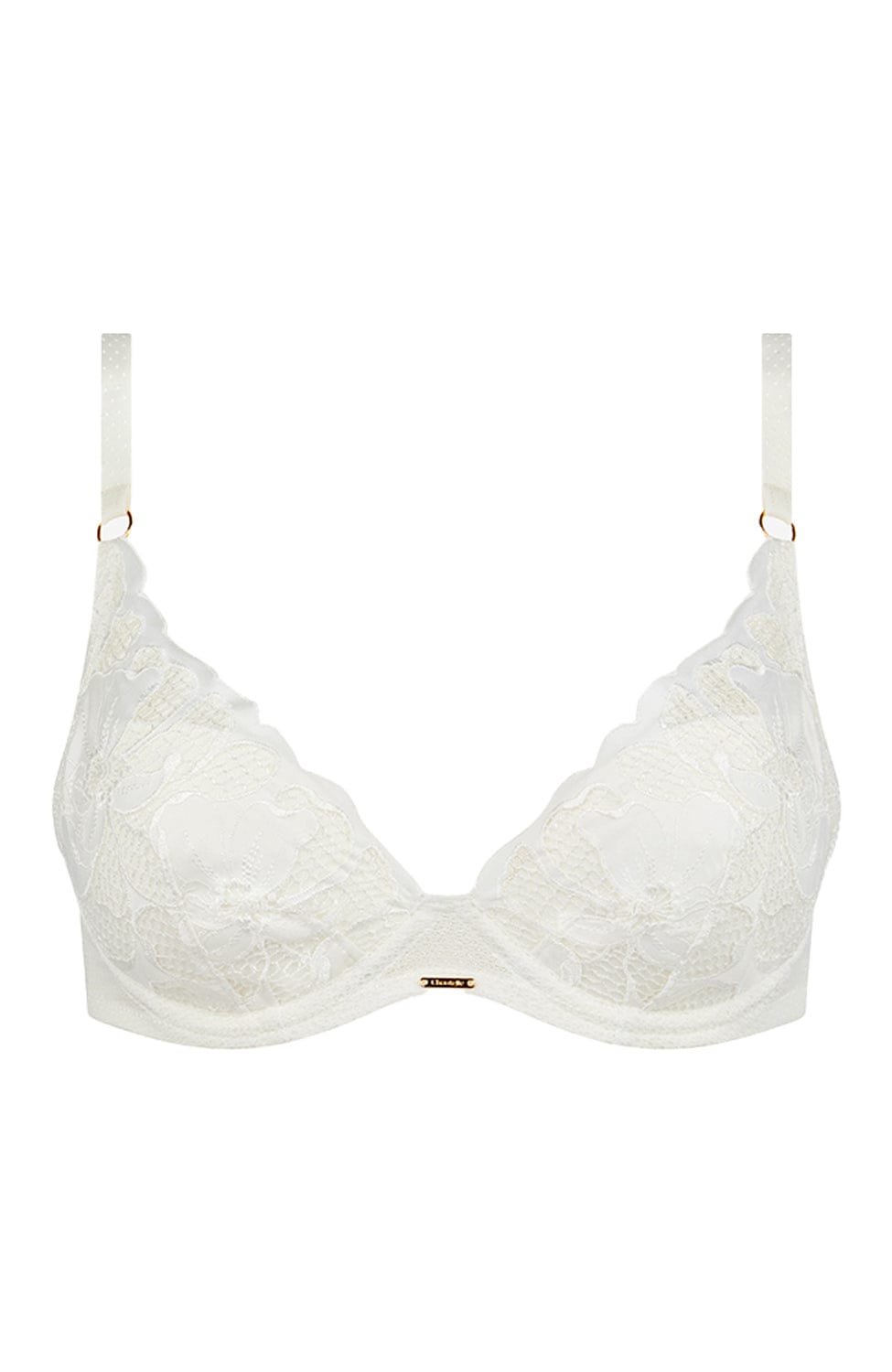 Sheer Lingerie Chantelle Bras Satin Milk / 32A Fleurs Signature Plunge T-Shirt Bra