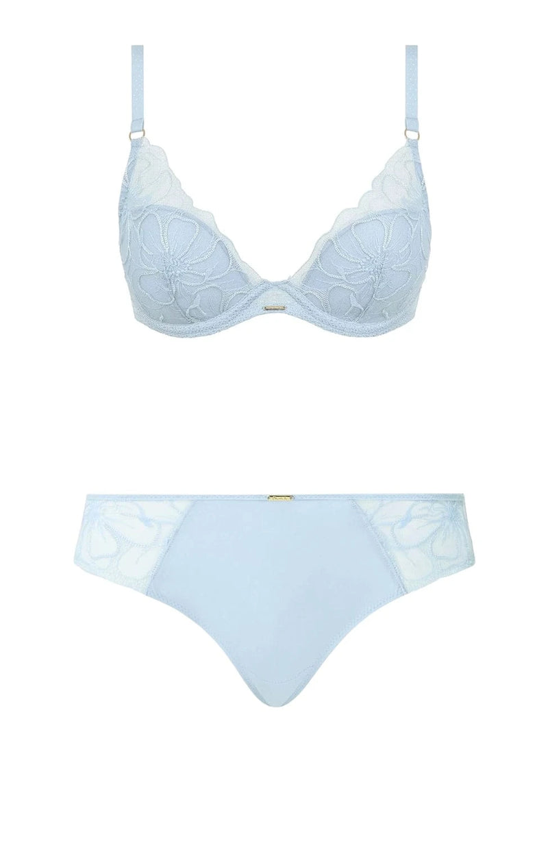 Sheer Lingerie Chantelle Lingerie Sets Fleurs Plunge T-Shirt Bra and Brief Set