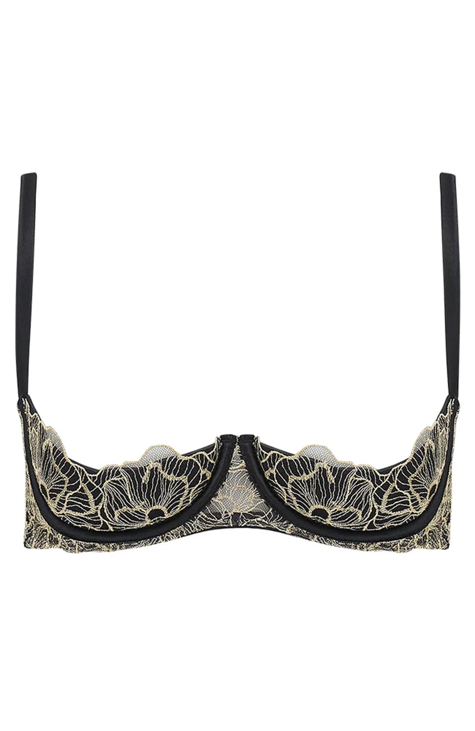 Sheer Lingerie Coco de Mer Bras Black and Gold / S Damona Quarter Cup Bra