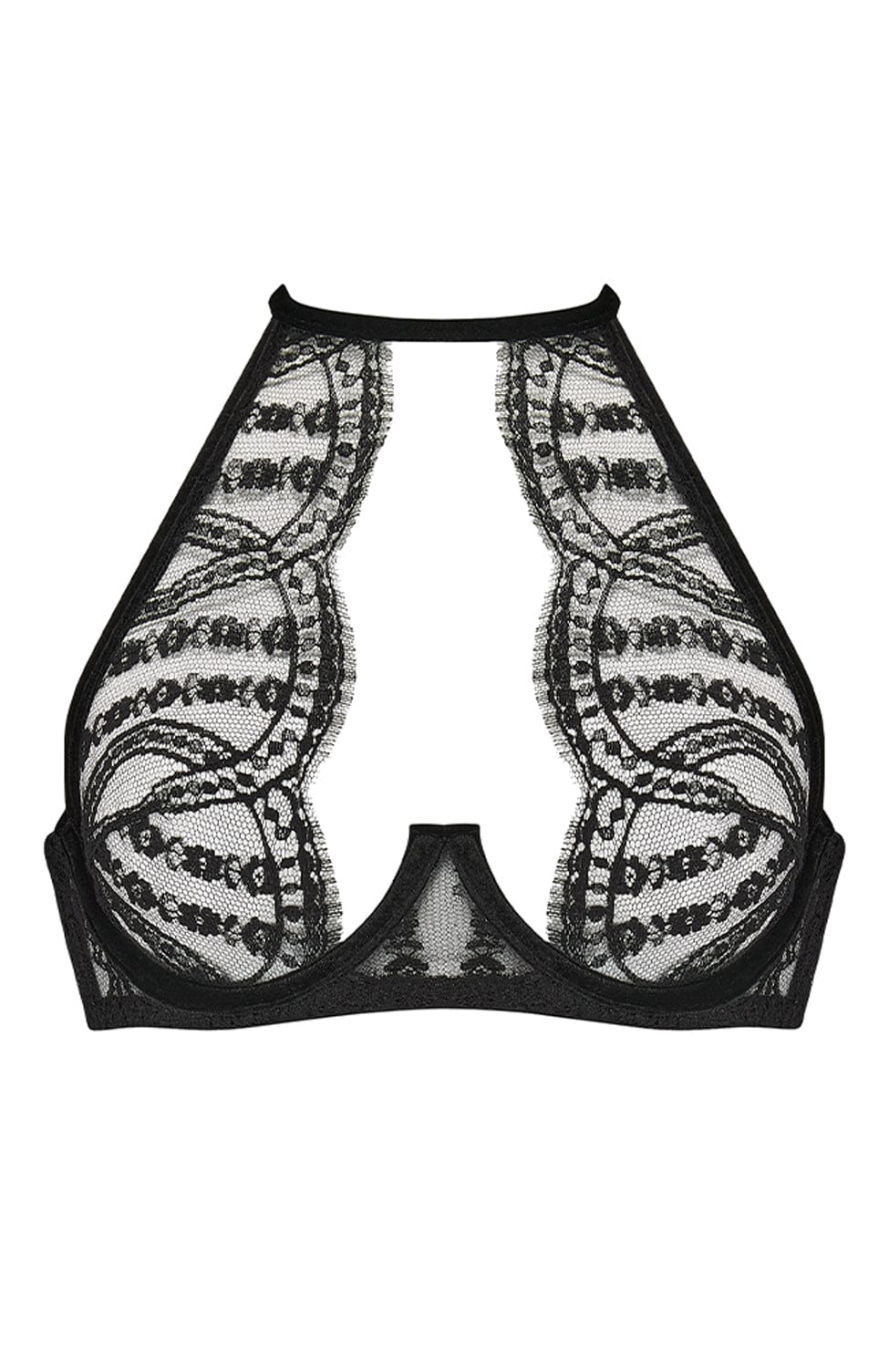 Sheer Lingerie Coco de Mer Bras Black / 2502 / S Kiana High Neck Plunge Bra