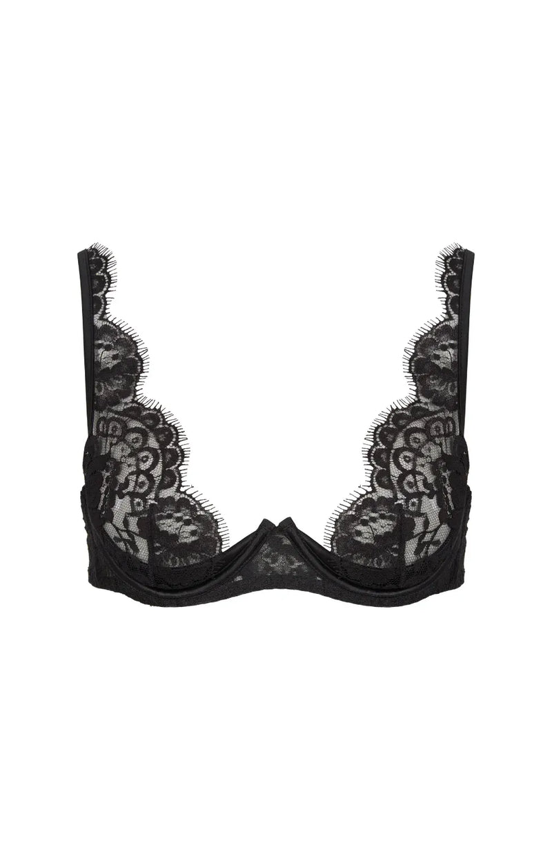 Sheer Lingerie Coco De Mer Bras Nera High Apex Plunge Bra