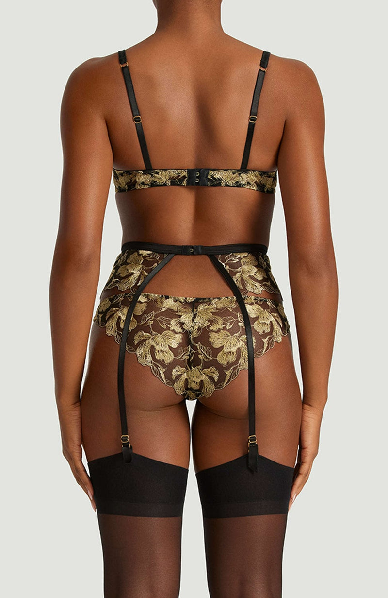 Oriana Plunge Bra, Suspender Belt and Brazilian Knicker Set-Lingerie Sets-Coco De Mer-SHEER, SHEER, Luxury lingerie brand, Luxury lingerie Hong Kong, Designer lingerie HK, Designer lingerie online, International luxury lingerie, Luxury lingerie gift ideas, buy lingerie online, Designer lingerie global delivery, Luxury lingerie shipping to Australia, Luxury lingerie shipping to Singapore