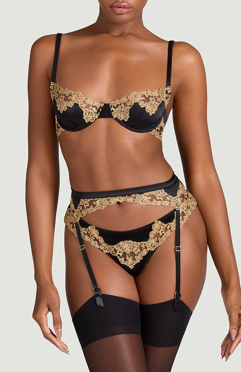 Reina Balconette Bra, Suspender and Thong Set-Lingerie Sets-Coco De Mer-SHEER, SHEER, Luxury lingerie brand, Luxury lingerie Hong Kong, Designer lingerie HK, Designer lingerie online, International luxury lingerie, Luxury lingerie gift ideas, buy lingerie online, Designer lingerie global delivery, Luxury lingerie shipping to Australia, Luxury lingerie shipping to Singapore