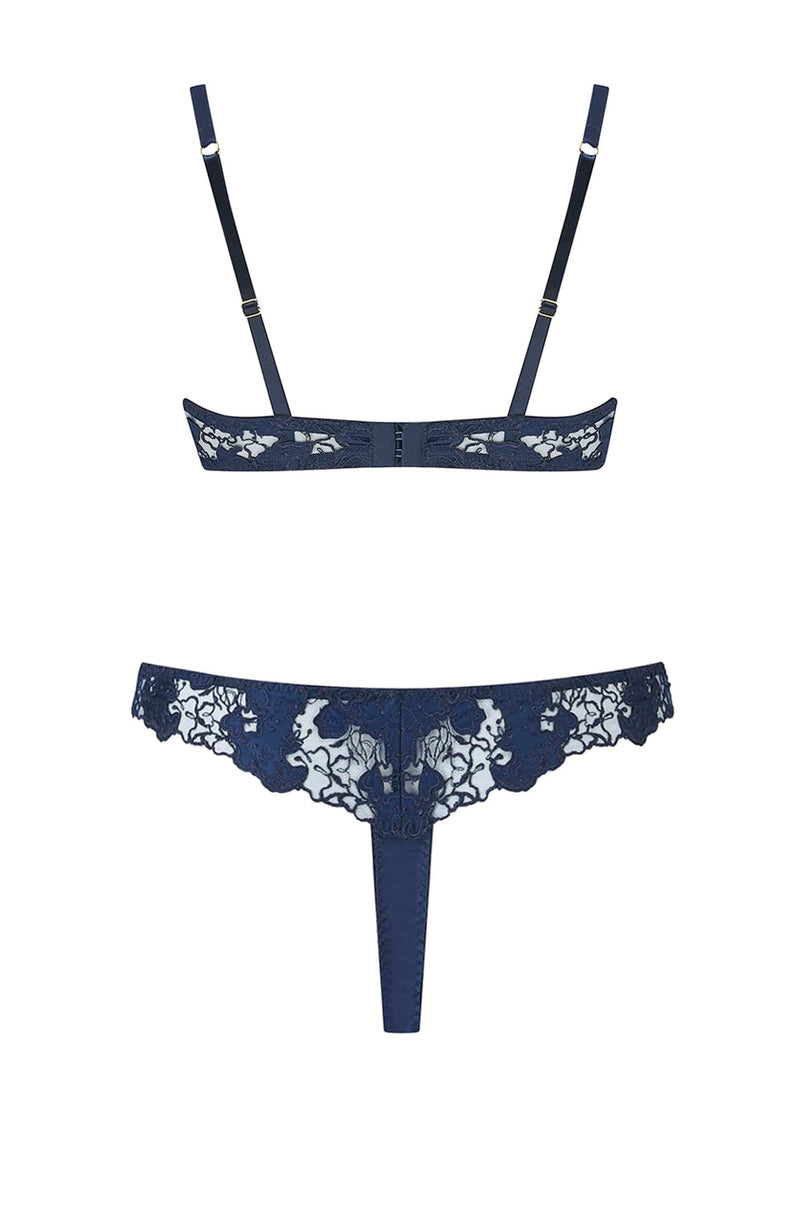 Arella Half Cup Bra and Skirted Thong Set-Lingerie Sets-Coco De Mer-SHEER, SHEER, Luxury lingerie brand, Luxury lingerie Hong Kong, Designer lingerie HK, Designer lingerie online, International luxury lingerie, Luxury lingerie gift ideas, buy lingerie online, Designer lingerie global delivery, Luxury lingerie shipping to Australia, Luxury lingerie shipping to Singapore