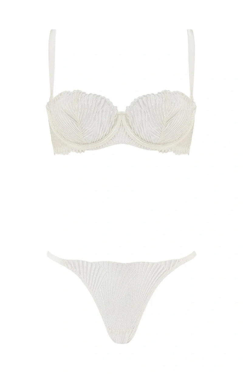 Sheer Lingerie Coco de Mer Lingerie Sets Athena Balcony Bra and Brazilian Knicker Set