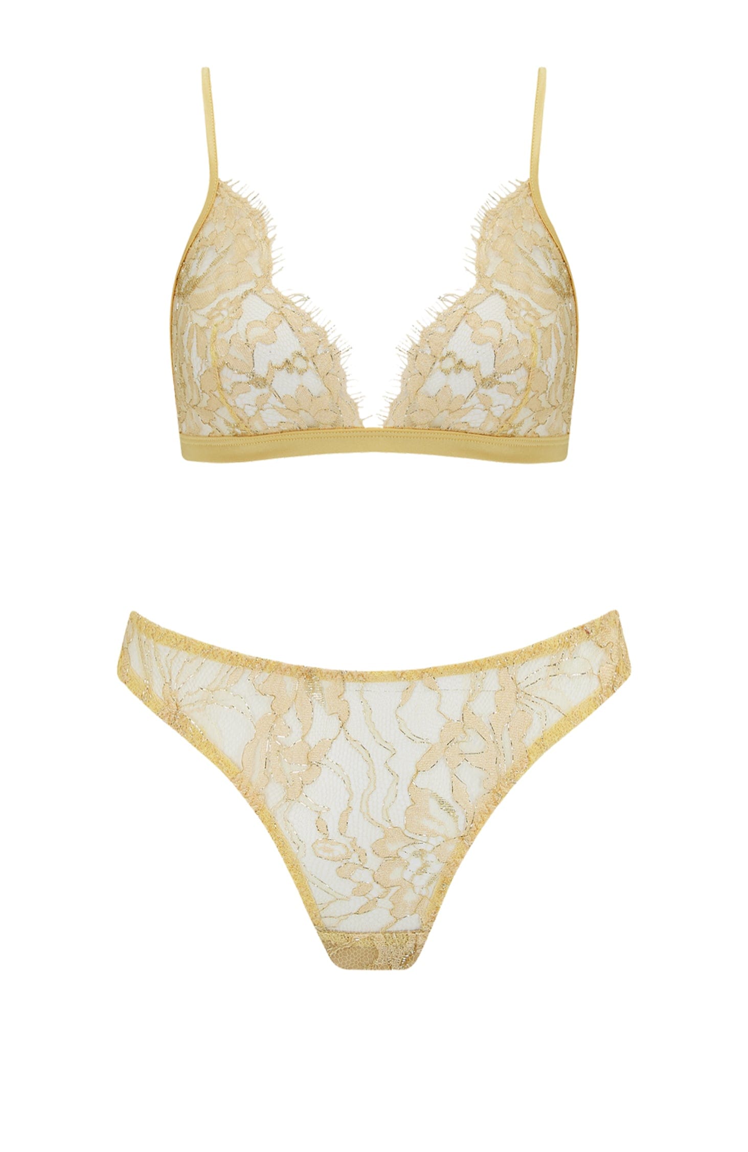 Sheer Lingerie Coco De Mer Lingerie Sets Fiorella Triangle Bra and Brazilian Knicker Set
