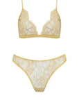Sheer Lingerie Coco De Mer Lingerie Sets Fiorella Triangle Bra and Brazilian Knicker Set