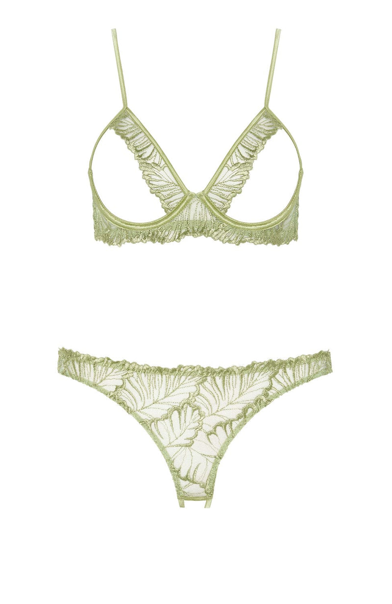 Sheer Lingerie Coco de Mer Lingerie Sets Laurel Open Bra and Open Brief Set